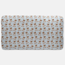 Load image into Gallery viewer, Designer Jersey Fitted Crib Sheet - Teddy Bears on Blue