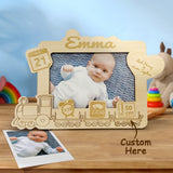 Personalized Newborn Photo Frame Engraved Baby Name Wood Frame
