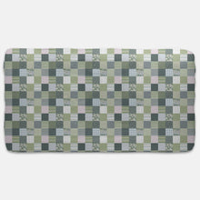 Load image into Gallery viewer, Designer Jersey Fitted Crib Sheet - Green Quilt-Like Plaid Design