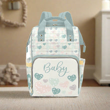 Load image into Gallery viewer, Boho Hand-Drawn Hearts Diaper Bag Backpack