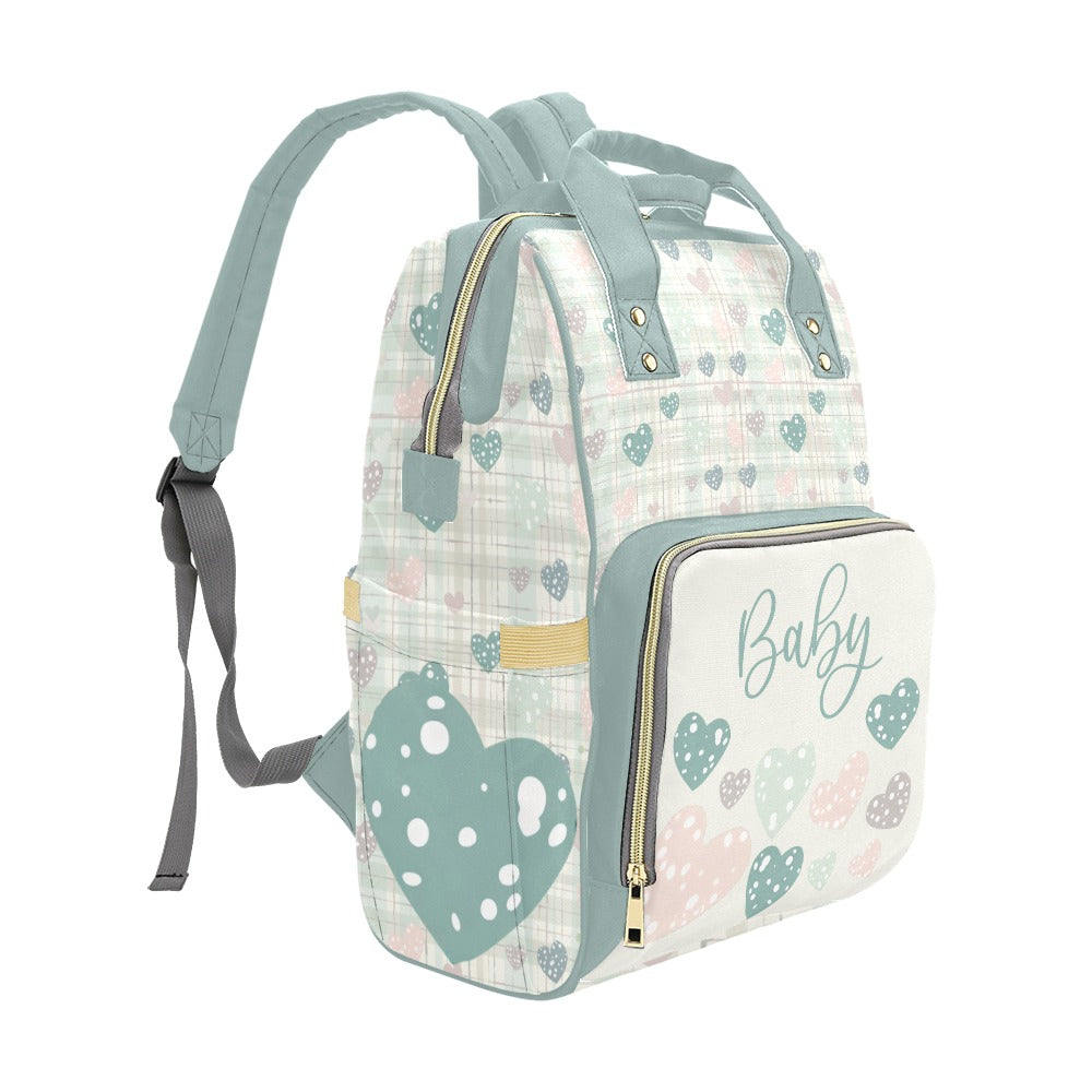 Boho Hand-Drawn Hearts Diaper Bag Backpack