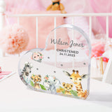Personalized Name Christening Date Gift - Custom Baby Name with Animals Gift for New Baby