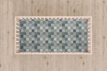 Load image into Gallery viewer, Designer Jersey Fitted Crib Sheet - Green Quilt-Like Plaid Design