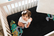 Load image into Gallery viewer, Designer Jersey Fitted Crib Sheet - Dinosaur Friends