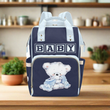 Designer Diaper Bags - Backpack Baby Bag Chocko Blocks Baby Boy Teddy Bear Multi-Function Backpack