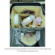 Load image into Gallery viewer, Baby Bag Backpack - Cute Boho Baby's Footprints in Green Multi-Function Backpack