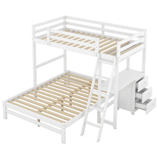 Load image into Gallery viewer, Twin over Full Bunk Bed with Built-in Desk and Three Drawers,White