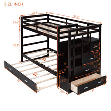 Load image into Gallery viewer, Twin Over Twin Bunk Bed with Trundle and Staircase, Espresso