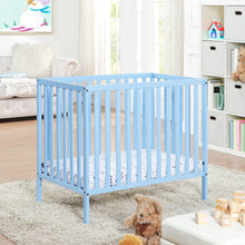 Load image into Gallery viewer, Palmer 3-in-1 Convertible Mini Crib Baby Blue w/ mattress pad