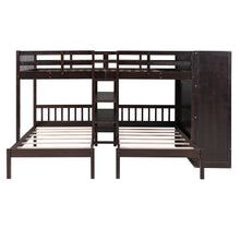 Load image into Gallery viewer, Full-Over-Twin-Twin Bunk Bed with Shelves, Wardrobe and Mirror, Espresso