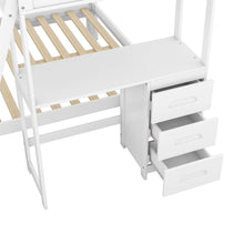 Load image into Gallery viewer, Twin over Full Bunk Bed with Built-in Desk and Three Drawers,White