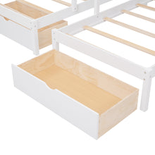 Load image into Gallery viewer, Full Over Twin & Twin Bunk Bed, Wood Triple Bunk Bed with Drawers and Guardrails (White)