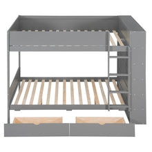 Load image into Gallery viewer, Full over Full Bunk Bed With 2 Drawers and Multi-layer Cabinet, Gray