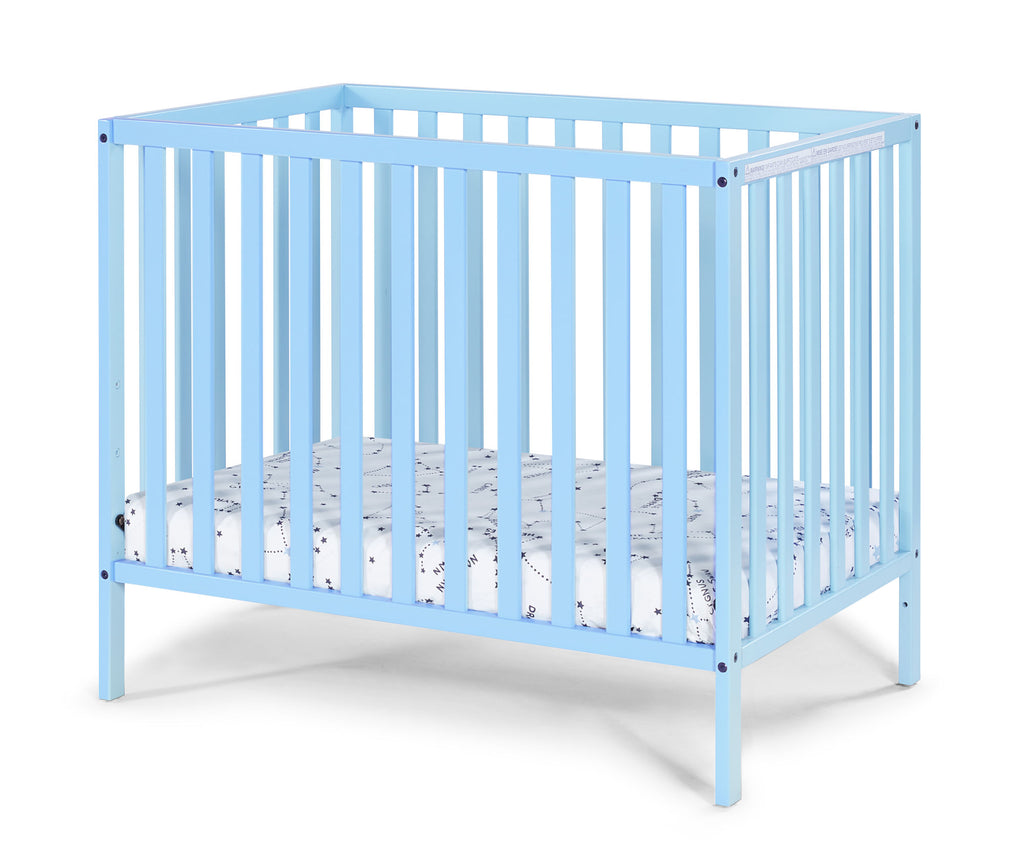 Palmer 3-in-1 Convertible Mini Crib Baby Blue w/ mattress pad