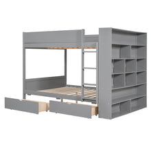 Load image into Gallery viewer, Full over Full Bunk Bed With 2 Drawers and Multi-layer Cabinet, Gray