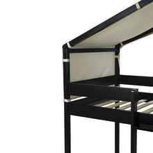 Load image into Gallery viewer, Twin Over Twin Bunk Bed Wood Bed with Tent, Espresso