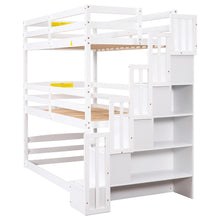 Load image into Gallery viewer, Twin Size Triple Bunk Bed with Storage Staircase, Separate Design, White