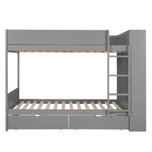 Load image into Gallery viewer, Full over Full Bunk Bed With 2 Drawers and Multi-layer Cabinet, Gray