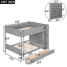 Load image into Gallery viewer, Full over Full Bunk Bed With 2 Drawers and Multi-layer Cabinet, Gray