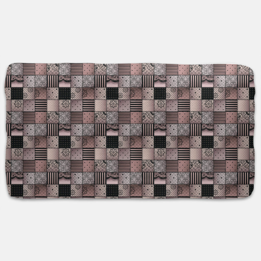 Designer Jersey Fitted Crib Sheet - Pink and Gray Quilt-Like Plaid