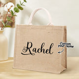 Personalized Burlap Gift Bags - Custom Name Monogram Baby Shower Gift Tote Bag