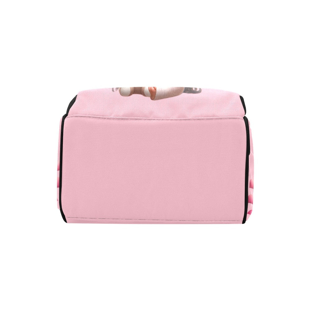 Baby Girl African American Puffy Pigtails in PJs Hearts Diaper Backpack