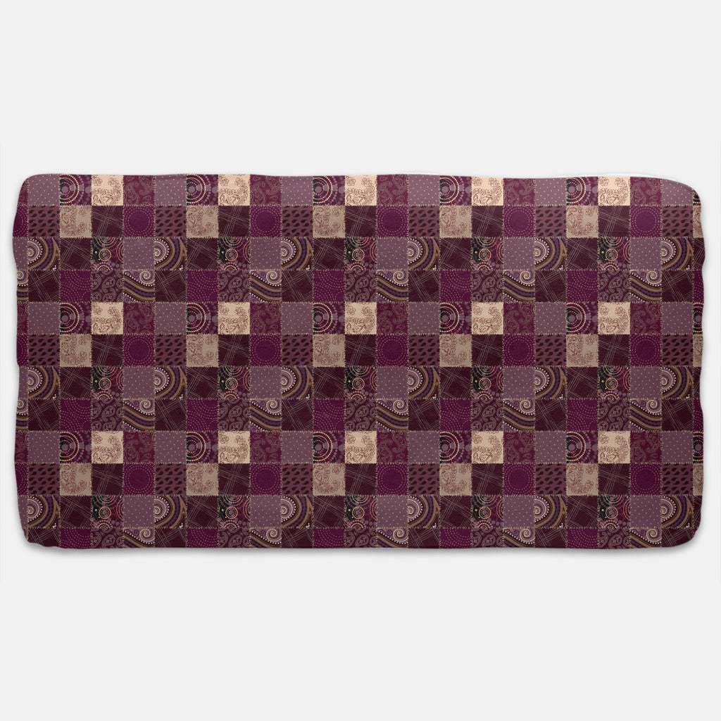 Designer Jersey Fitted Crib Sheet - Purple and Tan Quilt-Like Plaid