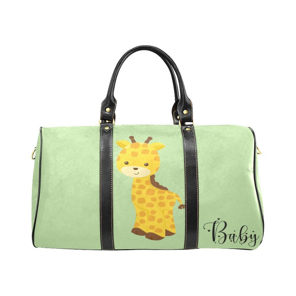 Custom Diaper Tote Bag | Adorable Cartoon Giraffe On Light Green - Diaper Travel Bag