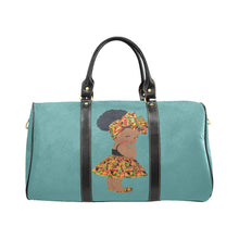 Load image into Gallery viewer, Custom Diaper Tote Bag - Ethnic Super Cute African American Baby Girl - Teal Green Travel Tote Baby Bag