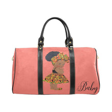Load image into Gallery viewer, Custom Diaper Tote Bag - Ethnic Super Cute African American Baby Girl - Coral Travel Tote Baby Bag