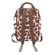 Load image into Gallery viewer, Designer Diaper Bags - Cute Cowgirl With Brown Cow Print On Soft Pink Waterproof Diaper Bag