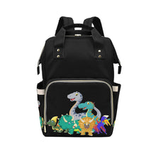 Load image into Gallery viewer, Designer Baby Bag With Cute Cartoon Dinosaurs - Waterproof Multifunction Backpack in Black