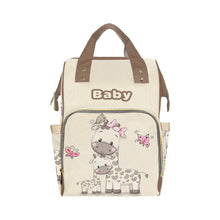 Load image into Gallery viewer, Mommy &amp; Baby Giraffe Tan Baby Bag Multi-Function Premium Backpack
