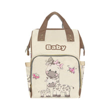 Load image into Gallery viewer, Mommy & Baby Giraffe Tan Baby Bag Multi-Function Premium Backpack