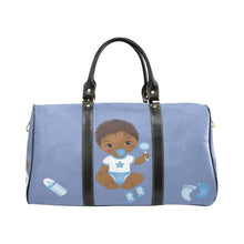 Load image into Gallery viewer, Custom Diaper Tote Bag - Super Cute African American Baby Boy With Stuffed Bunny Diaper Travel Bag