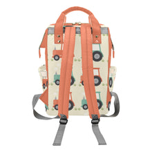 Load image into Gallery viewer, Designer Baby Bag Backpack - Tractors And Farm In Orange Tones Multi-Function Backpack