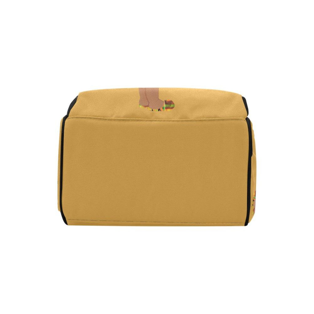 Designer Diaper Bag - Ethnic King African American Baby Boy - Khaki Gold Multi-Function Backpack