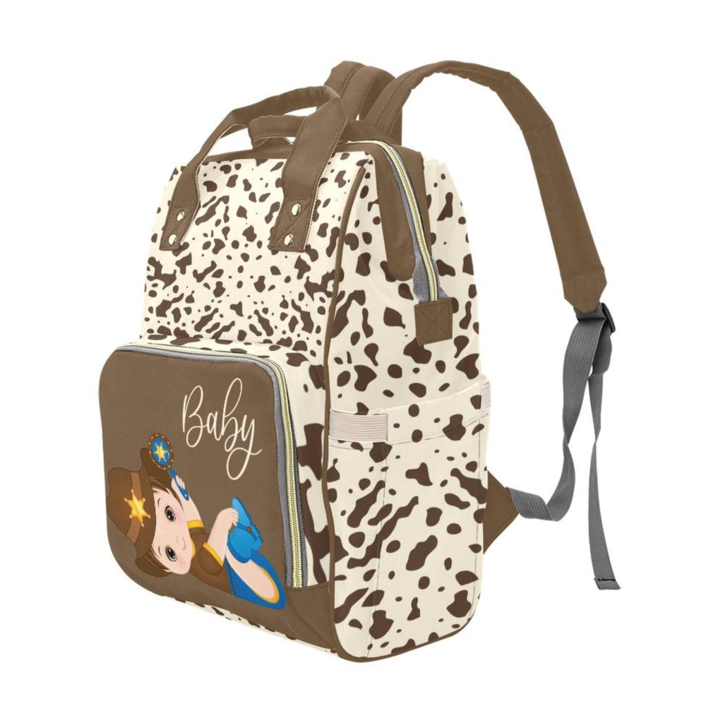 Diaper Bag Backpack - Custom Diaper Bag - Cute Baby Cowboy Cow Print Western Diaper Bag