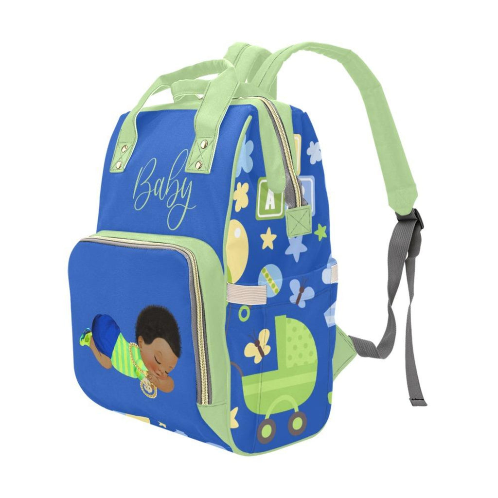Diaper Bag Backpack | Cutest Sleepy African American Baby Boy With Bling Waterproof Backpack