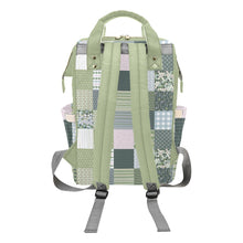 Load image into Gallery viewer, Personalized Patchwork Soft Green With Personalized Name Label Multi-Function Backpack