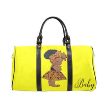 Load image into Gallery viewer, Custom Diaper Tote Bag - Ethnic Super Cute African American Baby Girl - Vibrant Yellow Travel Tote Baby Bag