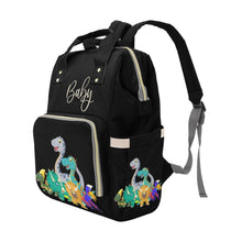 Load image into Gallery viewer, Designer Baby Bag With Cute Cartoon Dinosaurs - Waterproof Multifunction Backpack in Black