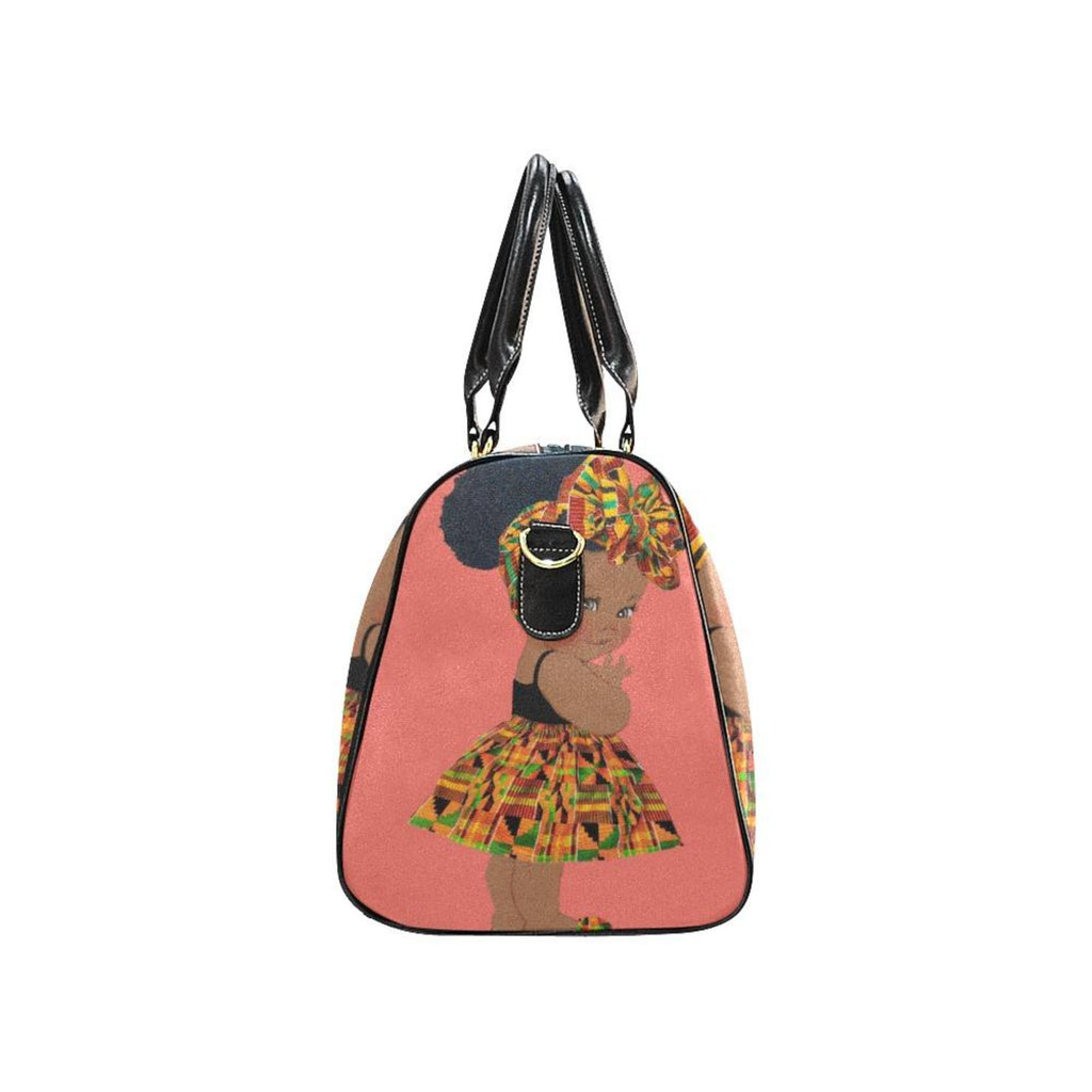Custom Diaper Tote Bag - Ethnic Super Cute African American Baby Girl - Coral Travel Tote Baby Bag