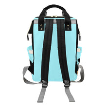 Load image into Gallery viewer, Designer Diaper Bag Lighter Skin African American Girl Electric Blue Waterproof Diaper Bag Backpack