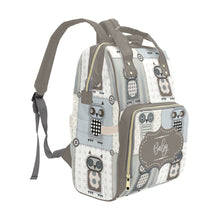 Load image into Gallery viewer, Personalized Patchwork Owls With Personalized Name Label Waterproof Diaper Bag Backpack