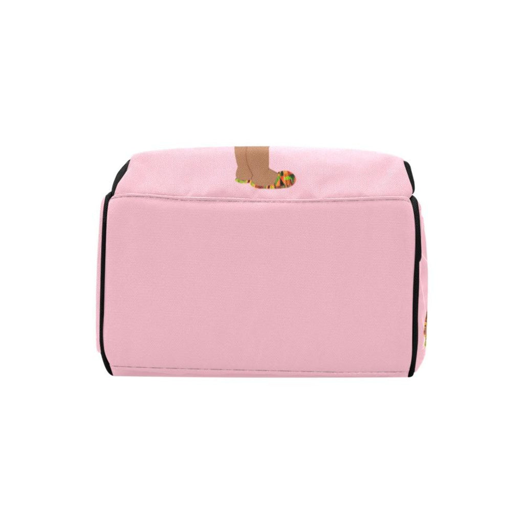 Designer Diaper Bag - Ethnic African American Baby Girl - Powder Pink Multi-Function Backpack