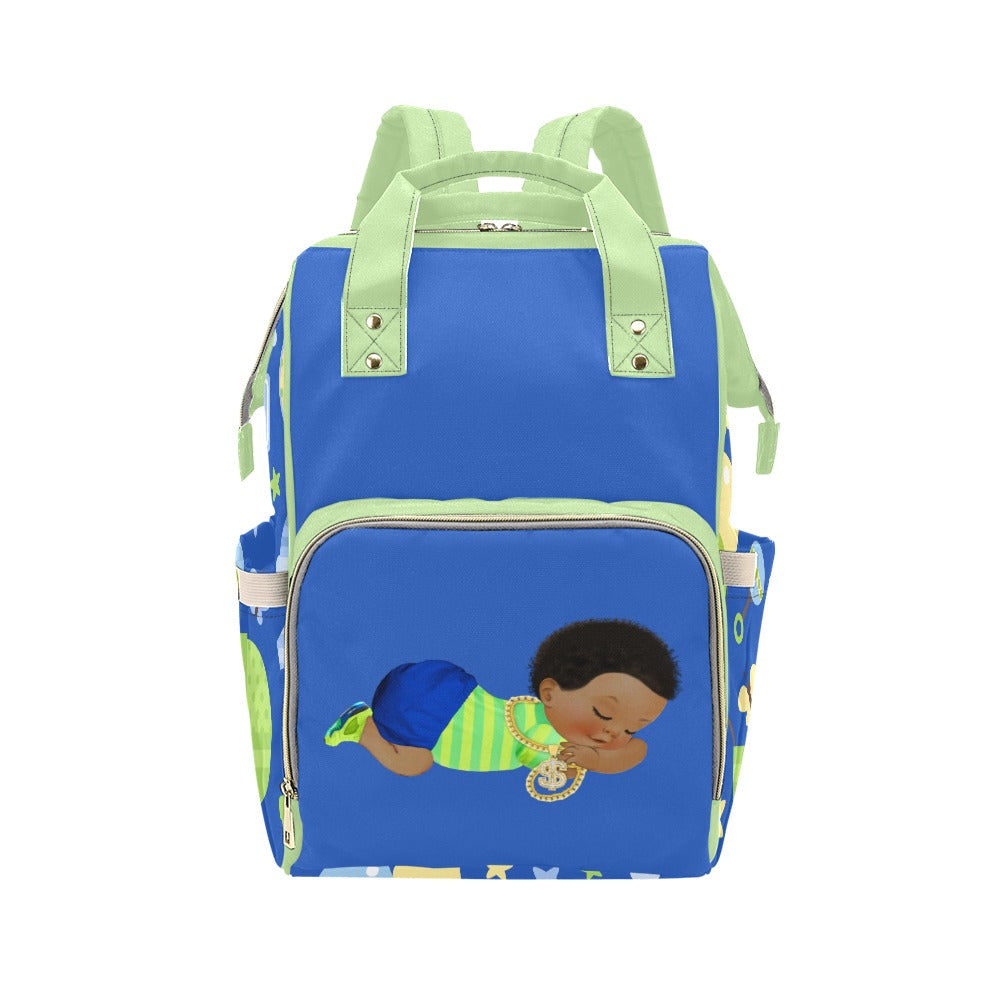Diaper Bag Backpack | Cutest Sleepy African American Baby Boy With Bling Waterproof Backpack