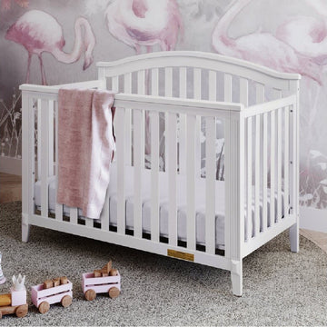 AFG Baby Furniture Kali II 4-in-1 Convertible Crib with Toddler Guardrail; White