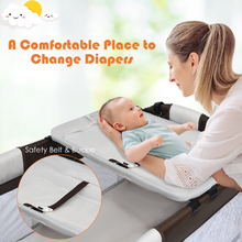 Load image into Gallery viewer, Portable Infant Baby 3 in 1 Crib-Playpen-Bassinet Bed in Coffee Color and Tan
