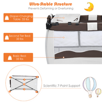 Load image into Gallery viewer, Portable Infant Baby 3 in 1 Crib-Playpen-Bassinet Bed in Coffee Color and Tan